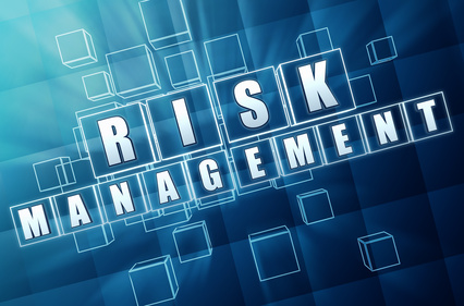 risk management in blue glass cubes
