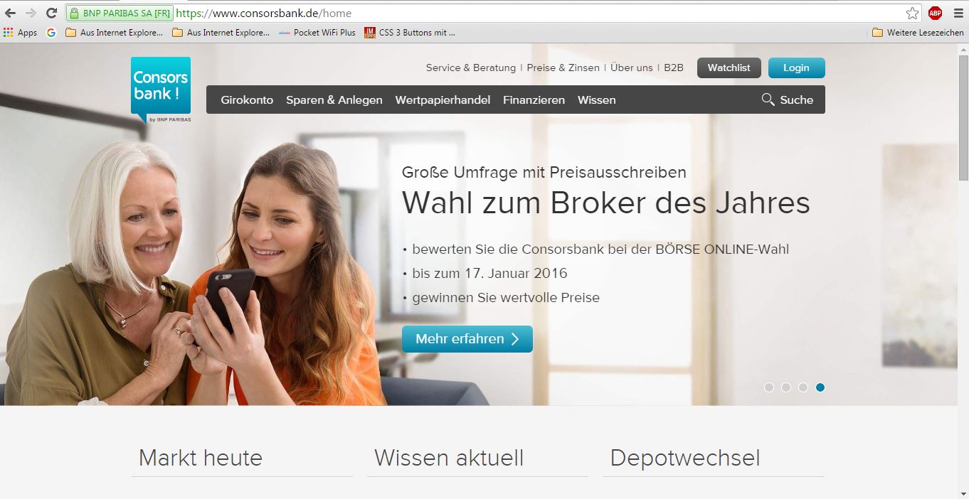 Die Webseite der Consorsbank