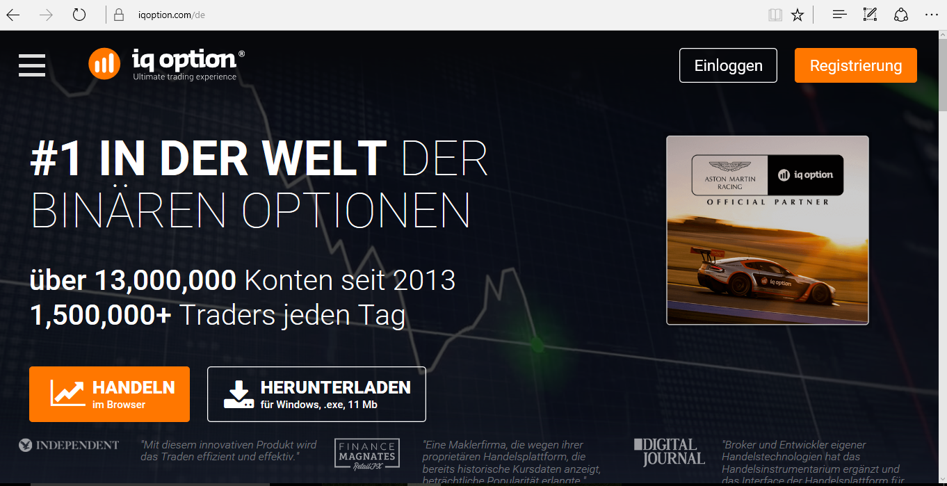 Die deutschsprachige Webseite des zypriotischen Binäre Optionen-Brokers IQ Option